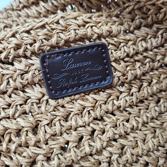 Ralph Lauren Beach Bag Woven Rattan Tote Tan Brown - Picture 2 of 7